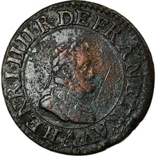 Moeda, França, Henri IV, Double Tournois, 1607, Paris, EF(40-45), Cobre