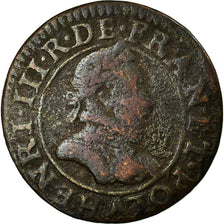Moeda, França, Double Tournois, 1585, Paris, F(12-15), Cobre, Sombart:4068