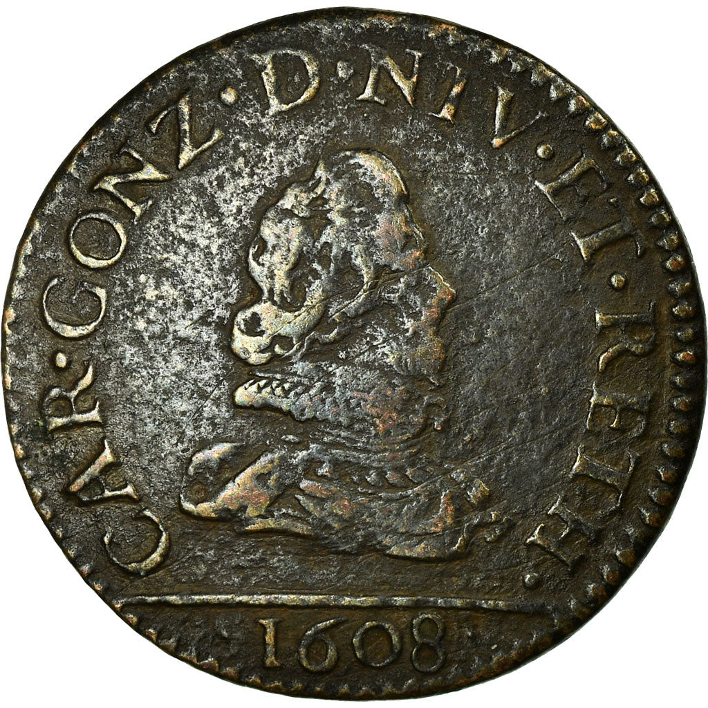 Coin, France, Ardennes, Charles de Gonzague, Liard, 1608, Charleville