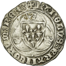 Coin, France, Charles VIII, Blanc à la couronne, Saint-Pourçain, EF(40-45)