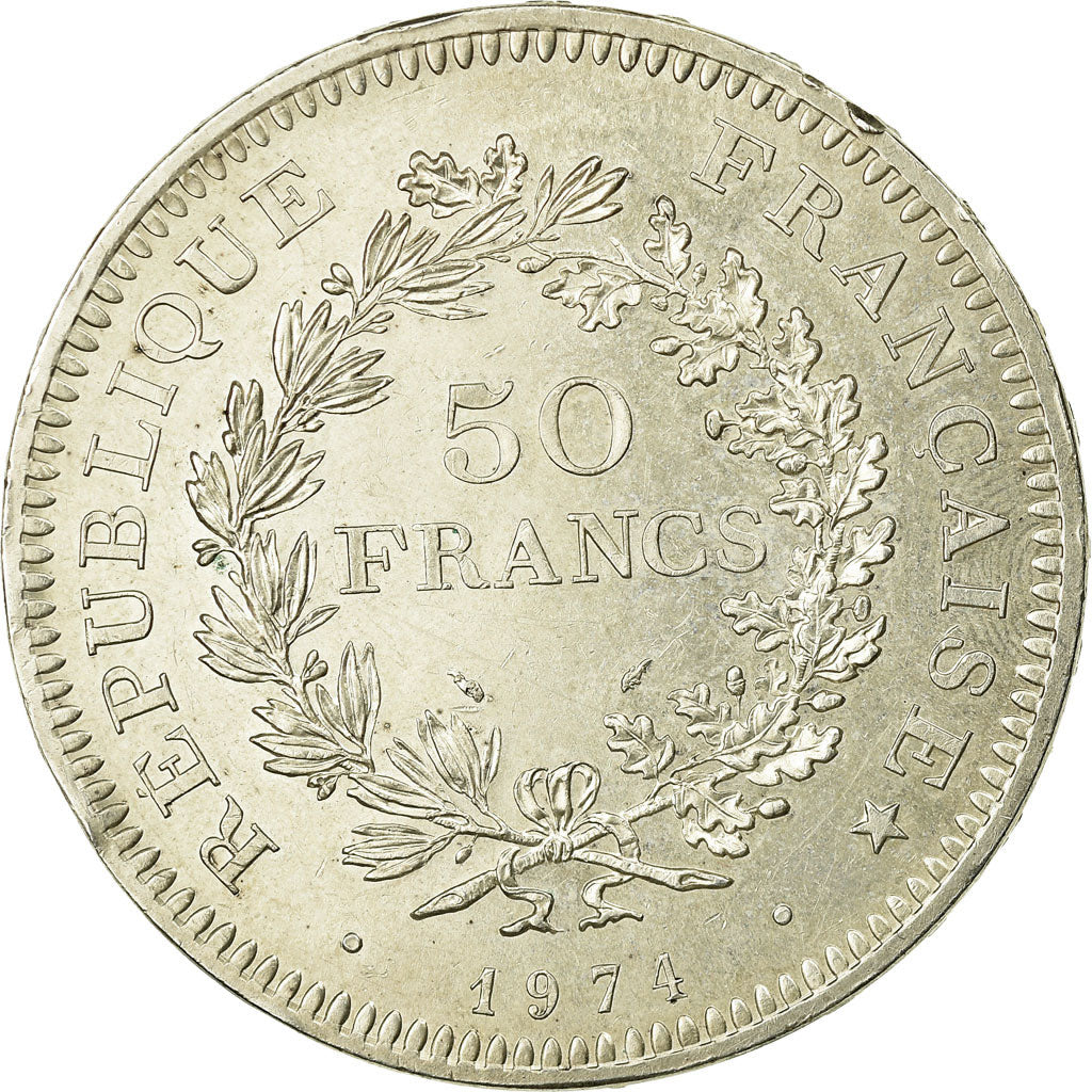 Coin, France, Hercule, 50 Francs, 1974, Avers 20 francs, AU(55-58), Silver