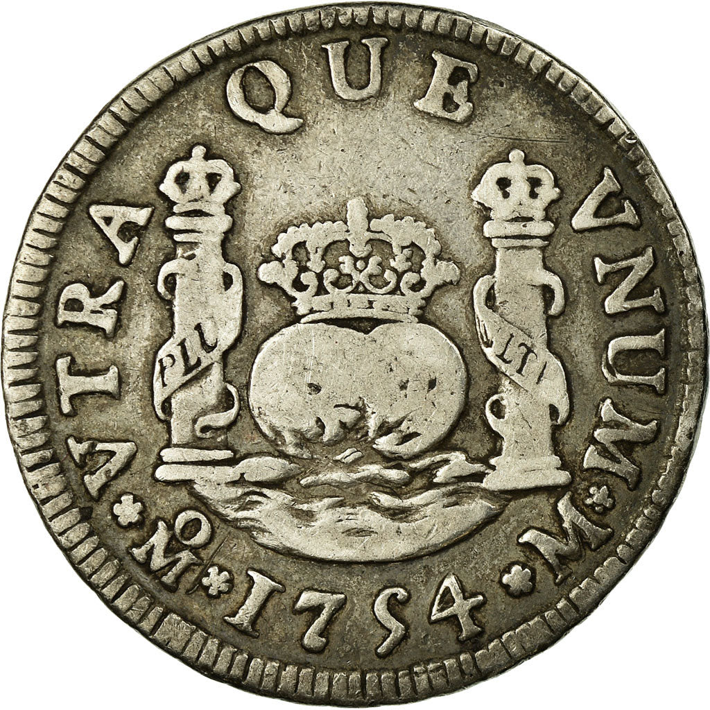 Coin, Mexico, Ferdinand VI, 2 Reales, 1754, Mexico City, VF(30-35), Silver