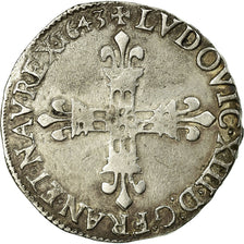Moneta, Francja, Louis XIII, 1/4 Écu à la croix, 1/4 Ecu, 1643, Angers