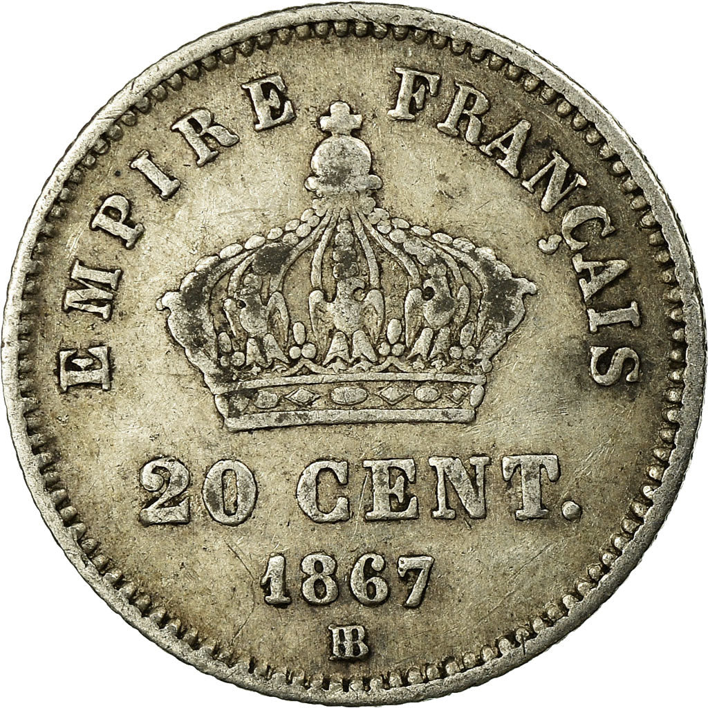 Munten, Frankrijk, Napoleon III, Napoléon III, 20 Centimes, 1867, Strasbourg
