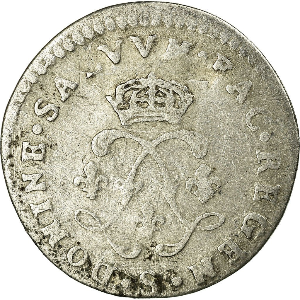 Moeda, França, Louis XIV, 4 Sols aux 2 L, 4 Sols 2 Deniers, 1691, Reims