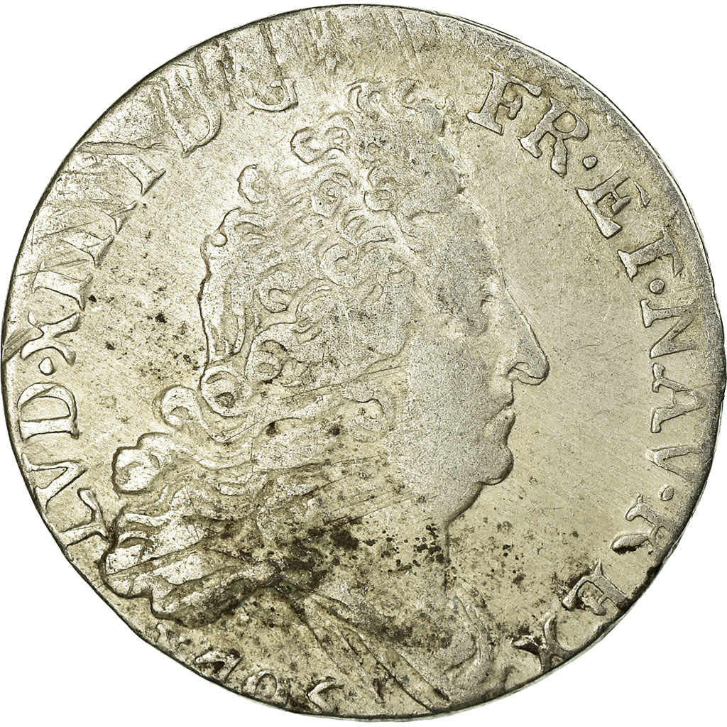 Moeda, França, Louis XIV, 10 Sols aux insignes, 10 Sols-1/8 Ecu, 1706, Rennes