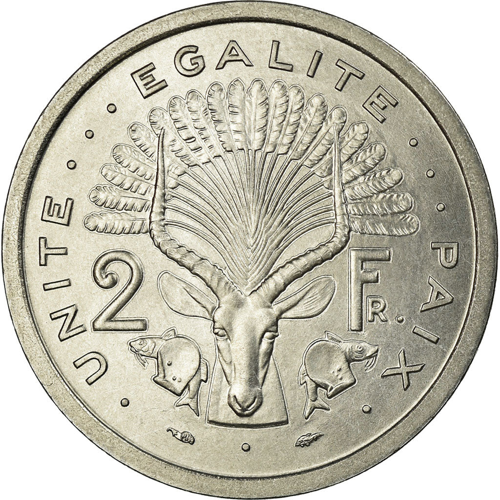 Coin, Djibouti, 2 Francs, 1977, ESSAI, MS(63), Aluminium, KM:E2