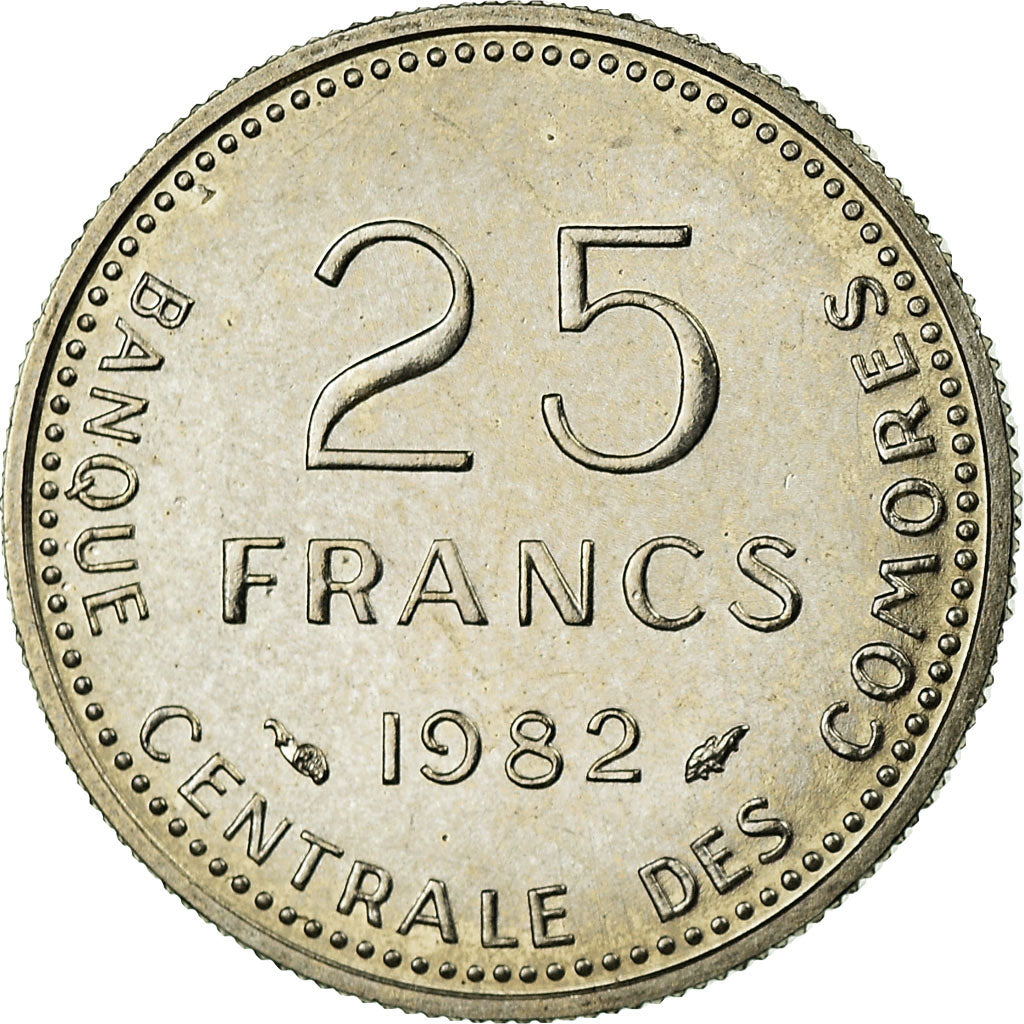 Coin, Comoros, 25 Francs, 1982, Paris, ESSAI, MS(65-70), Nickel, KM:E8