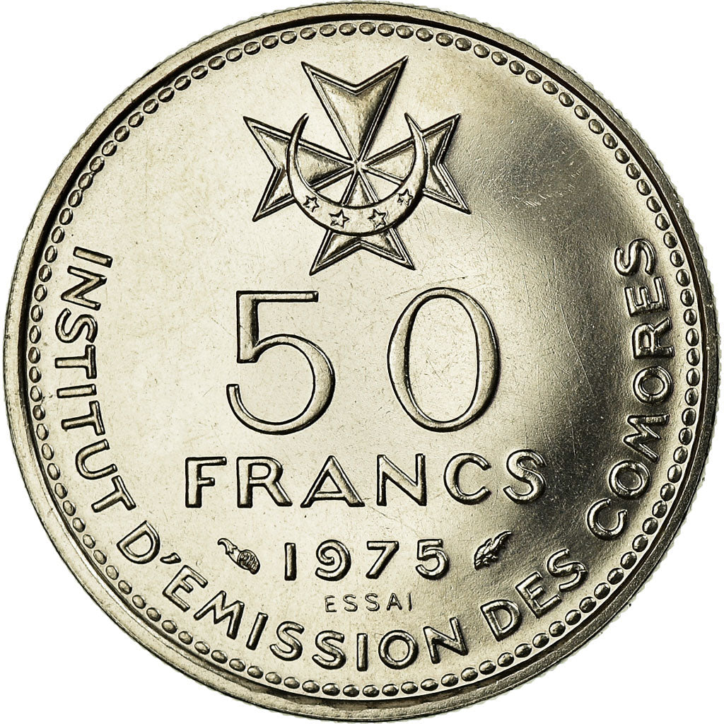 Coin, Comoros, 50 Francs, 1975, Paris, ESSAI, MS(65-70), Nickel, KM:E6