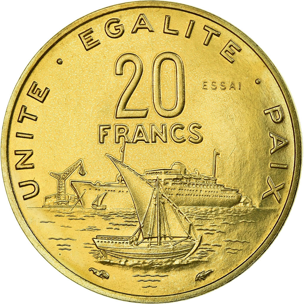 Monnaie, Djibouti, 20 Francs, 1977, Paris, ESSAI, FDC, Aluminum-Bronze, KM:E5