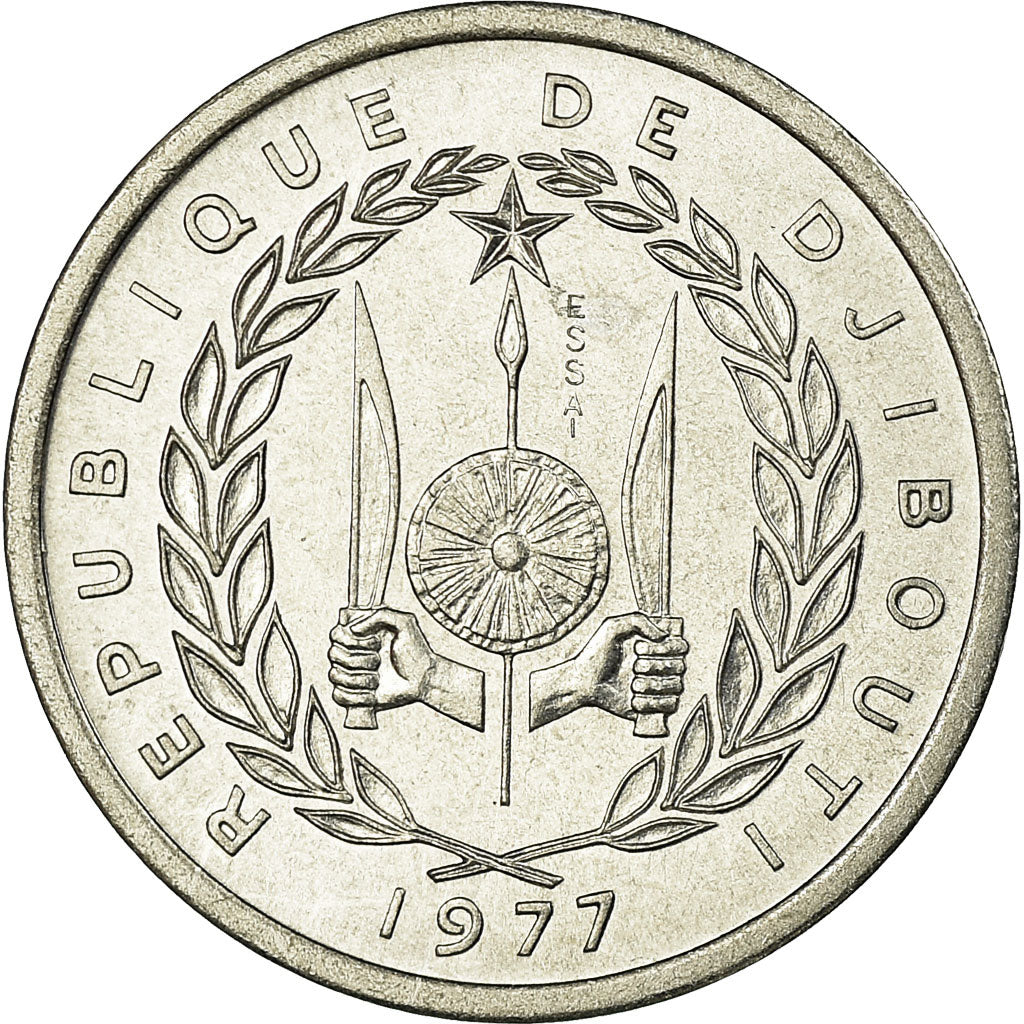 Coin, Djibouti, Franc, 1977, ESSAI, MS(63), Aluminium, KM:E1