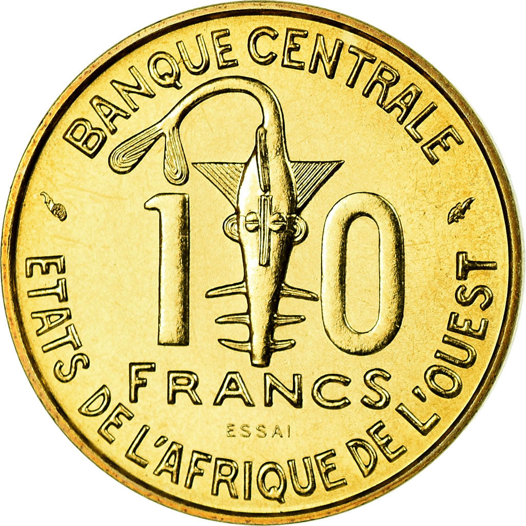 Coin, West African States, 10 Francs, 1981, Paris, ESSAI, MS(63), Brass, KM:E12