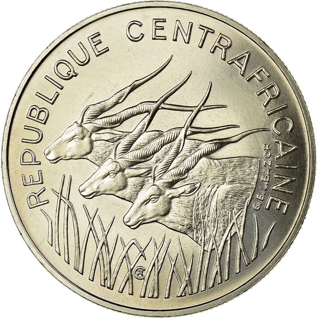 Coin, Central African Republic, 100 Francs, 1975, Paris, ESSAI, MS(63), Nickel