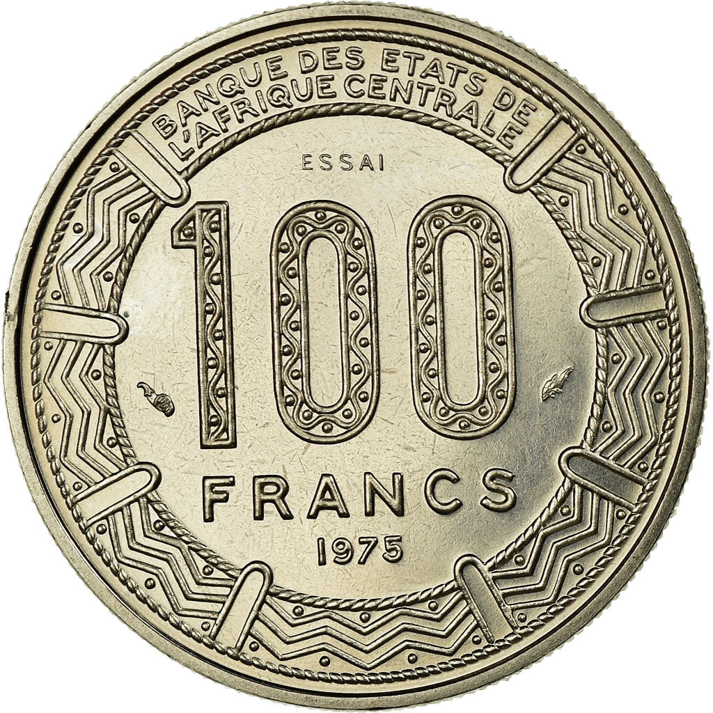 Coin, Central African Republic, 100 Francs, 1975, Paris, ESSAI, MS(63), Nickel