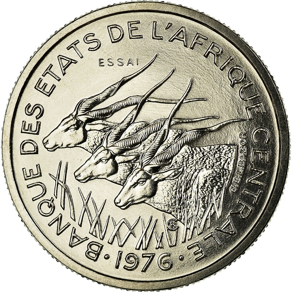 Coin, Central African States, 50 Francs, 1976, Paris, ESSAI, MS(65-70), Nickel