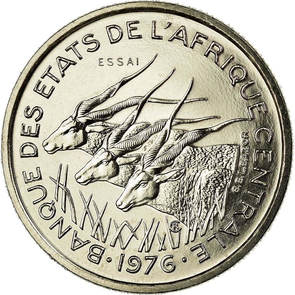 Coin, Central African States, 50 Francs, 1976, Paris, ESSAI, MS(65-70), Nickel