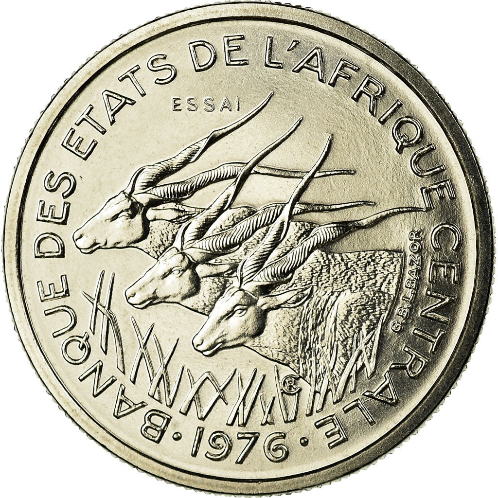 Coin, Central African States, 50 Francs, 1976, Paris, ESSAI, MS(65-70), Nickel