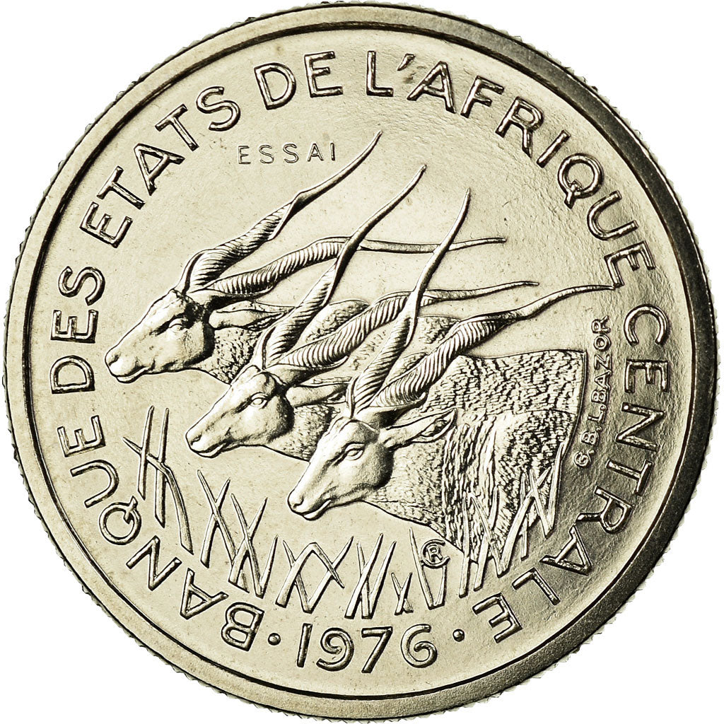 Coin, Central African States, 50 Francs, 1976, Paris, ESSAI, MS(65-70), Nickel