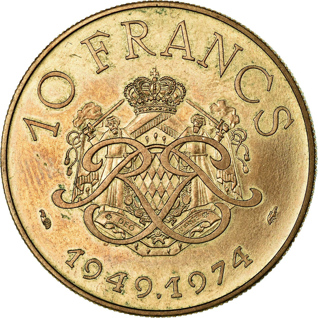 Coin, Monaco, Rainier III, 10 Francs, 1974, ESSAI, MS(63), Aluminum-Bronze