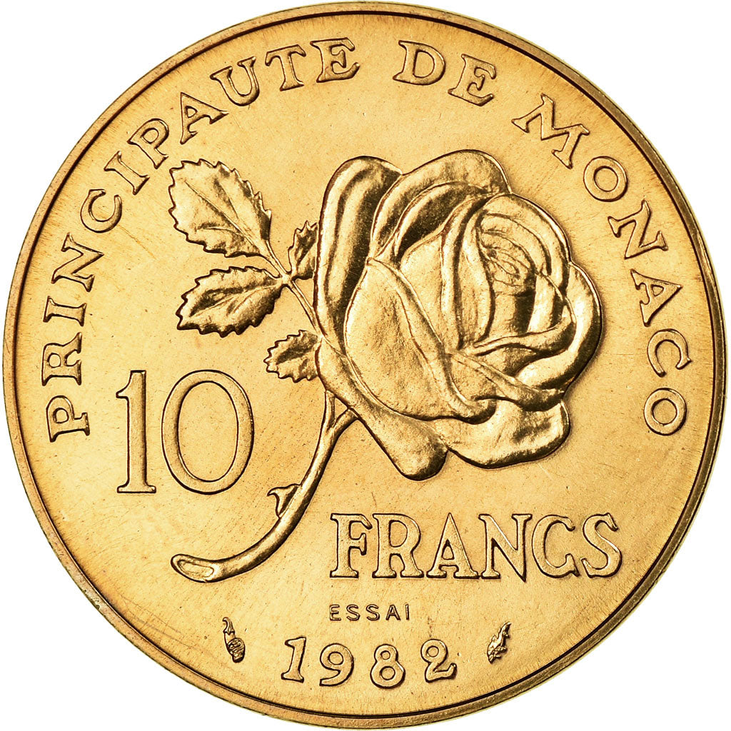 Coin, Monaco, 10 Francs, 1982, ESSAI, MS(65-70), Nickel-Aluminum-Bronze, KM:E72