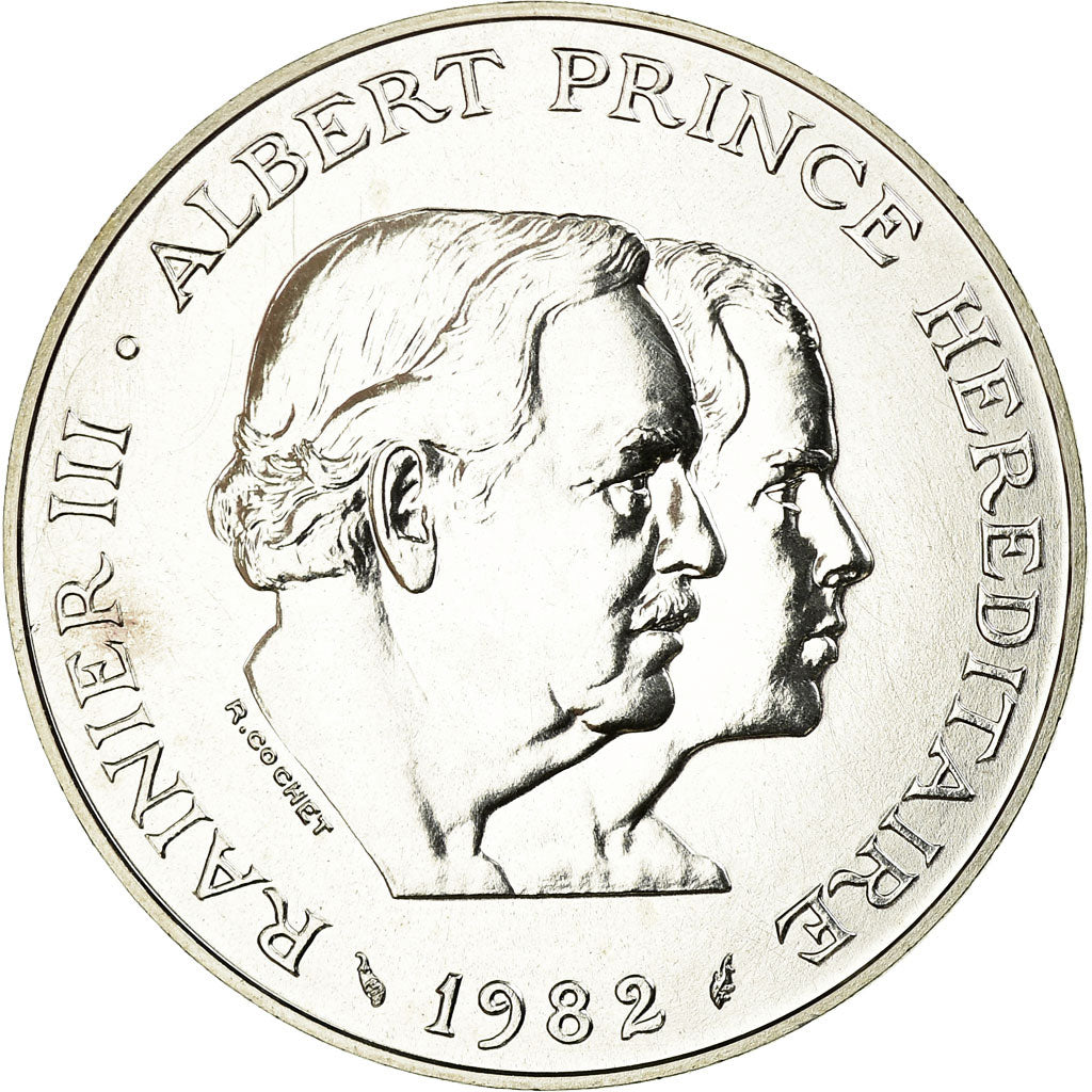 Coin, Monaco, 100 Francs, 1982, ESSAI, MS(63), Silver, KM:E75, Gadoury:MC163
