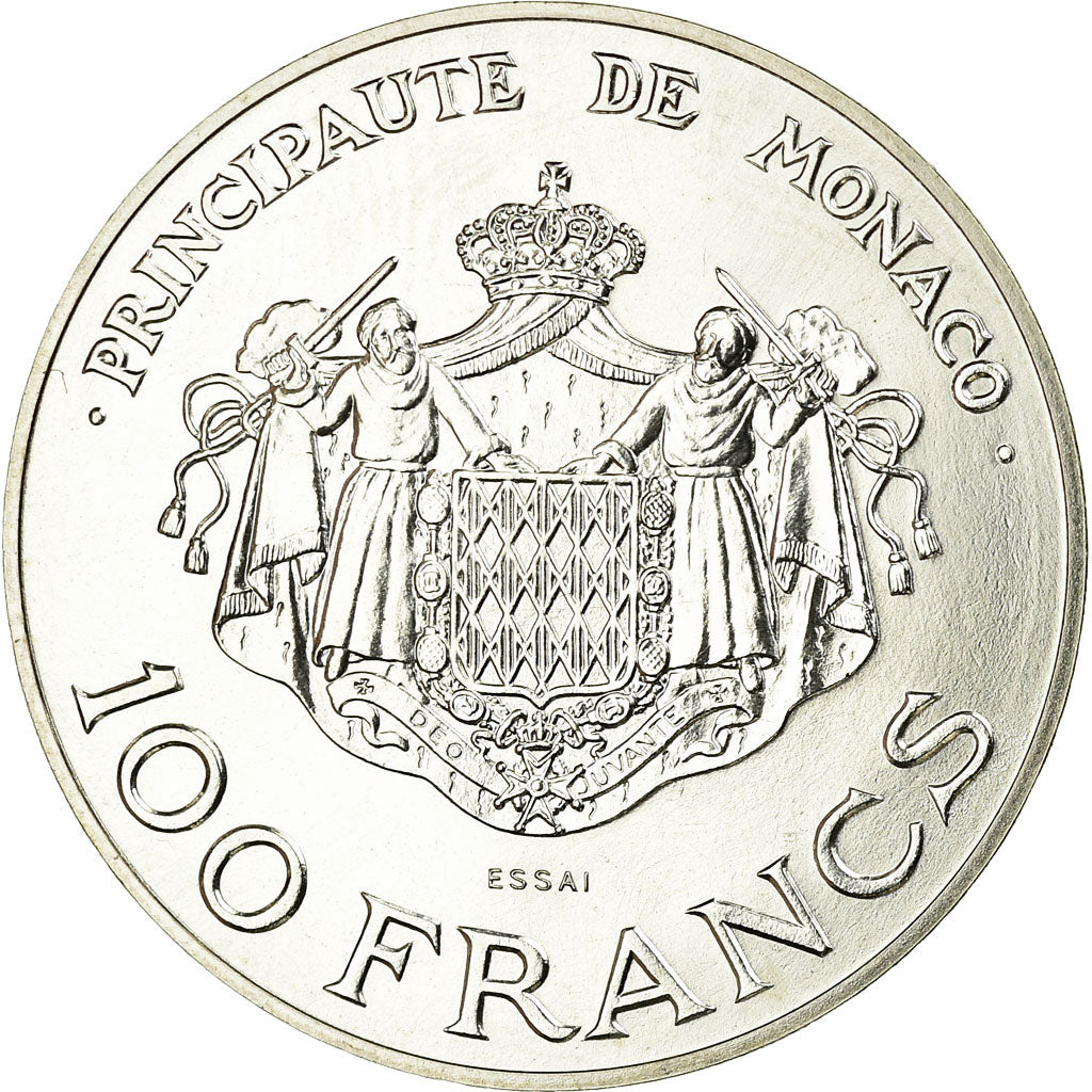 Coin, Monaco, 100 Francs, 1982, ESSAI, MS(63), Silver, KM:E75, Gadoury:MC163