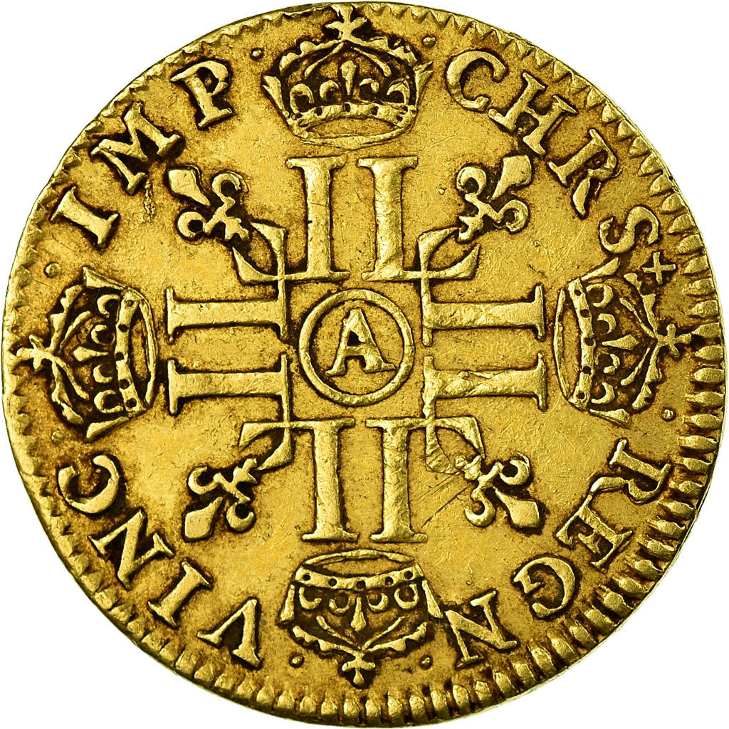 Moeda, França, Louis XIII, 1/2 Louis d'or, 1643, Paris, KM 101