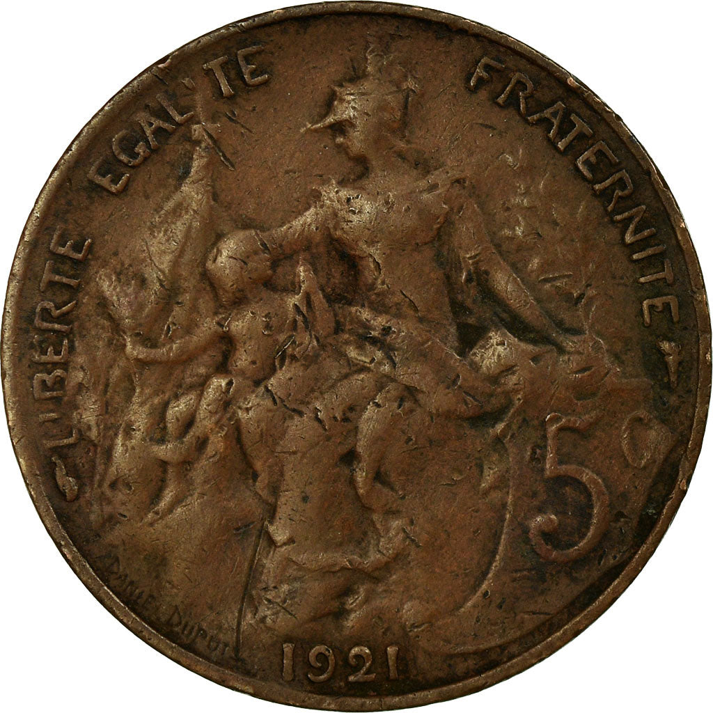 Coin, France, Dupuis, 5 Centimes, 1921, Paris, VF(20-25), Bronze, KM:842