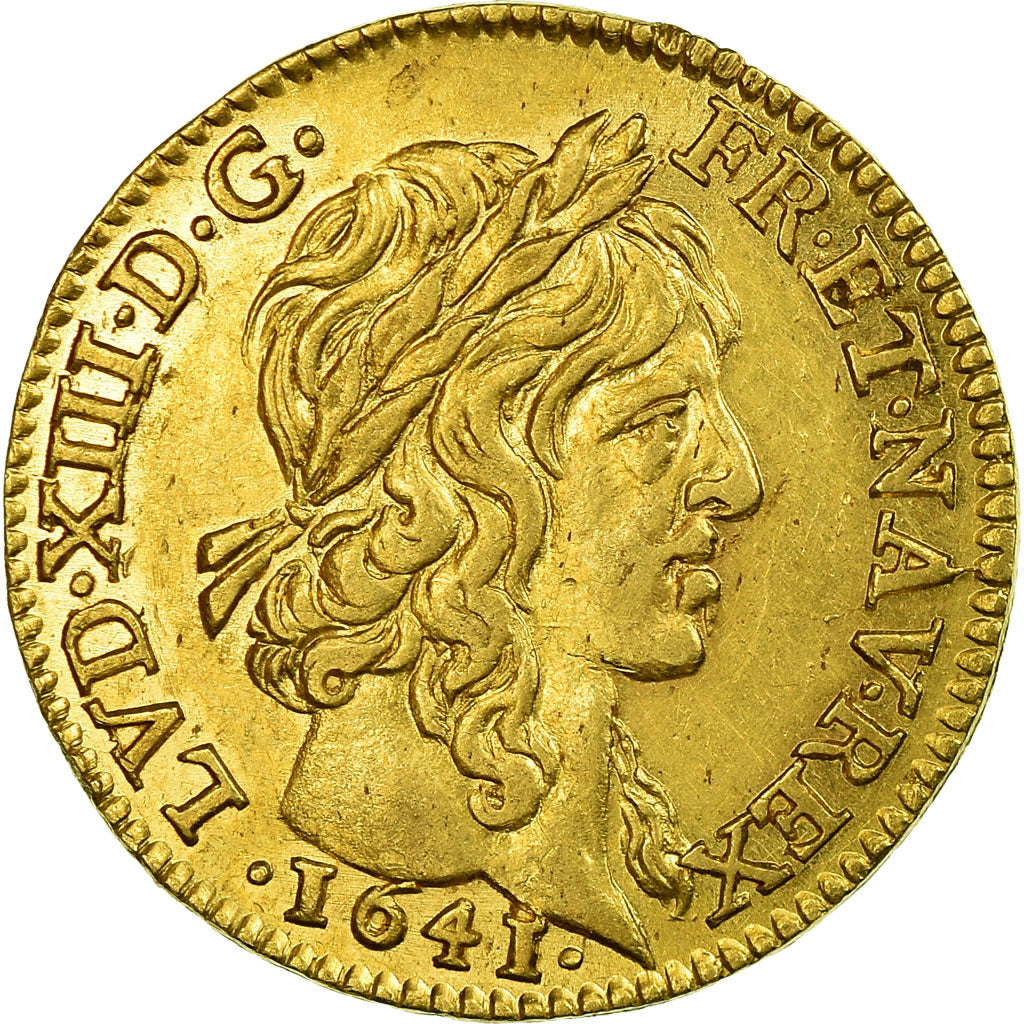 Moeda, França, Louis XIII, 1/2 Louis d'or, 1641, Paris, KM 101