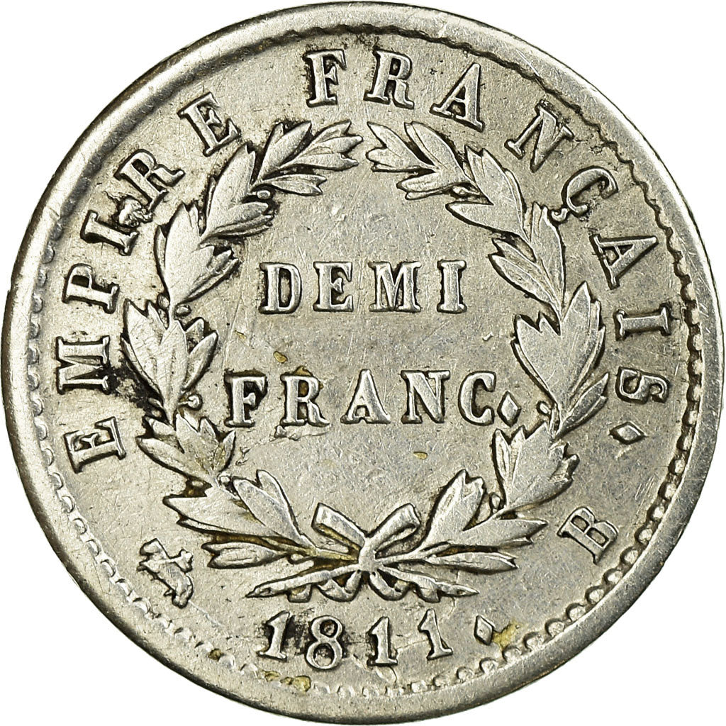 Moneta, Francja, Napoléon I, 1/2 Franc, 1811, Rouen, EF(40-45), Srebro