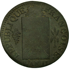 Munten, Frankrijk, Sol aux balances françoise, Sol, 1793, Metz, FR+, Bronze