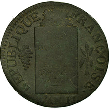 Monnaie, France, Sol aux balances françoise, Sol, 1793, Metz, TB+, Bronze