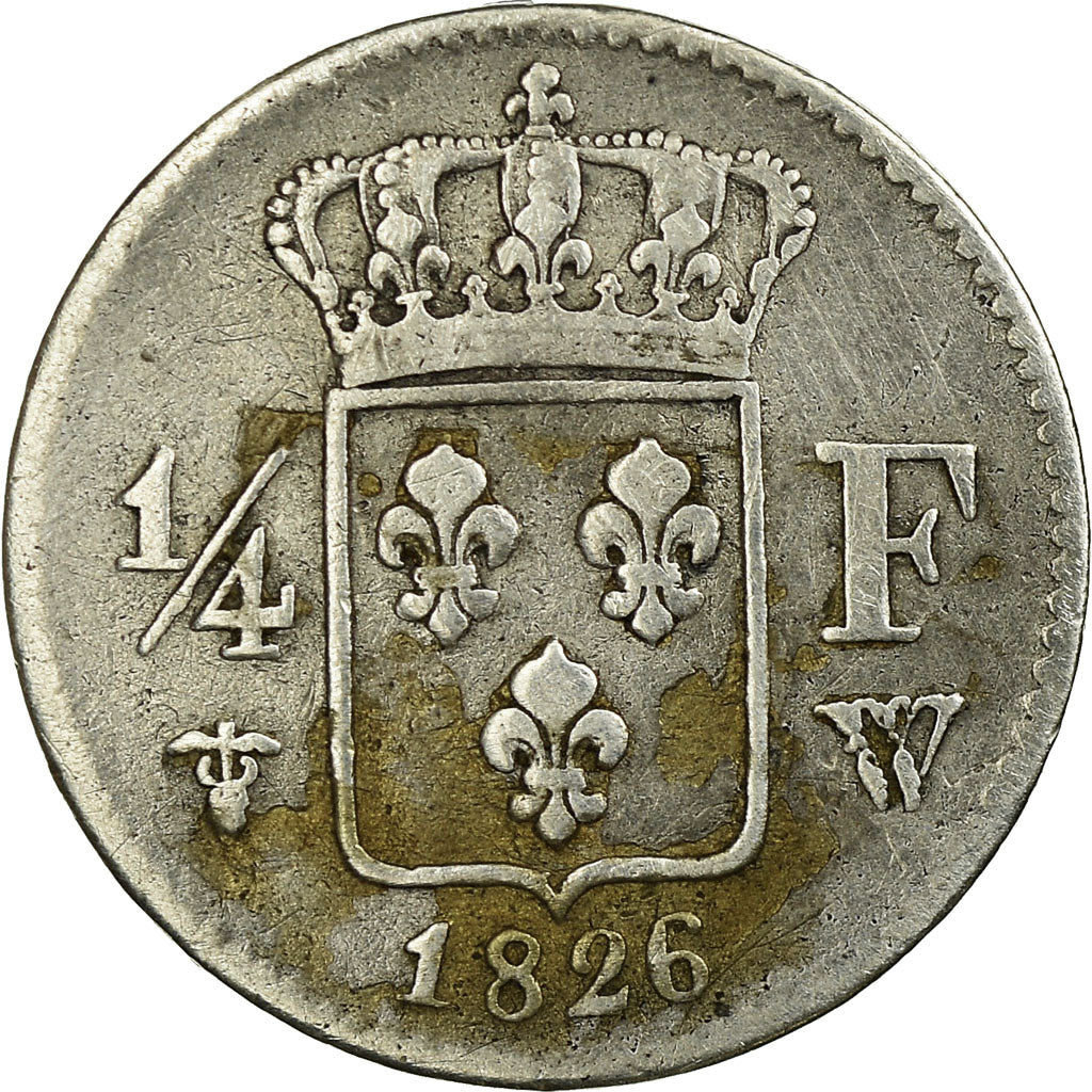 Münze, Frankreich, Charles X, 1/4 Franc, 1826, Lille, S, Silber, KM:722.12