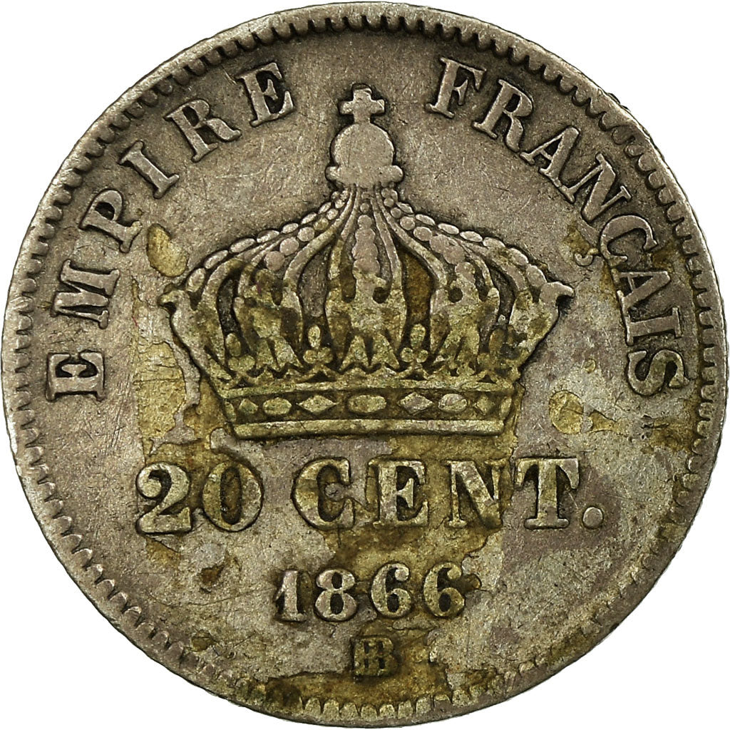 Münze, Frankreich, Napoleon III, Napoléon III, 20 Centimes, 1866, Strasbourg
