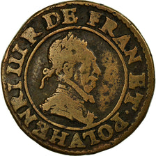 Monnaie, France, Henri III, Double Tournois, Paris, TB, Cuivre, CGKL:86