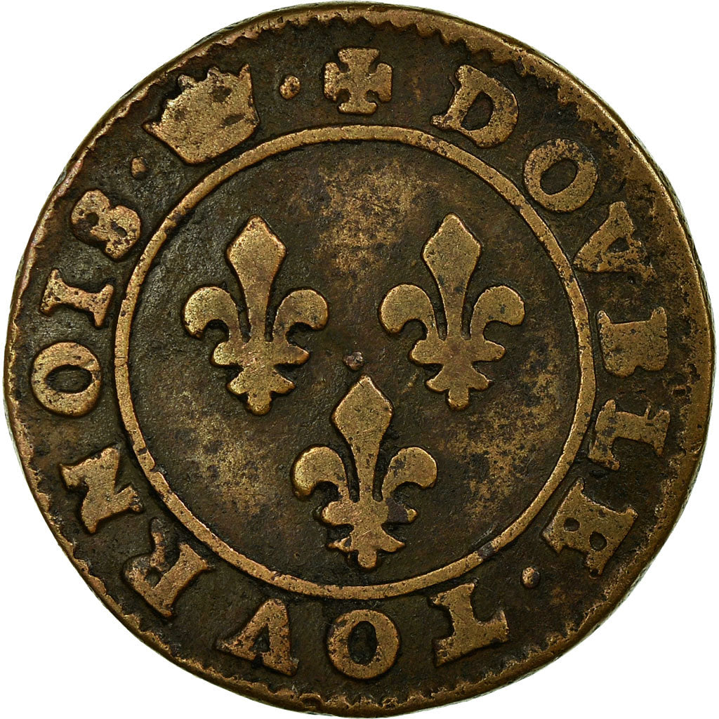Monnaie, France, Henri III, Double Tournois, Paris, TB, Cuivre, CGKL:86