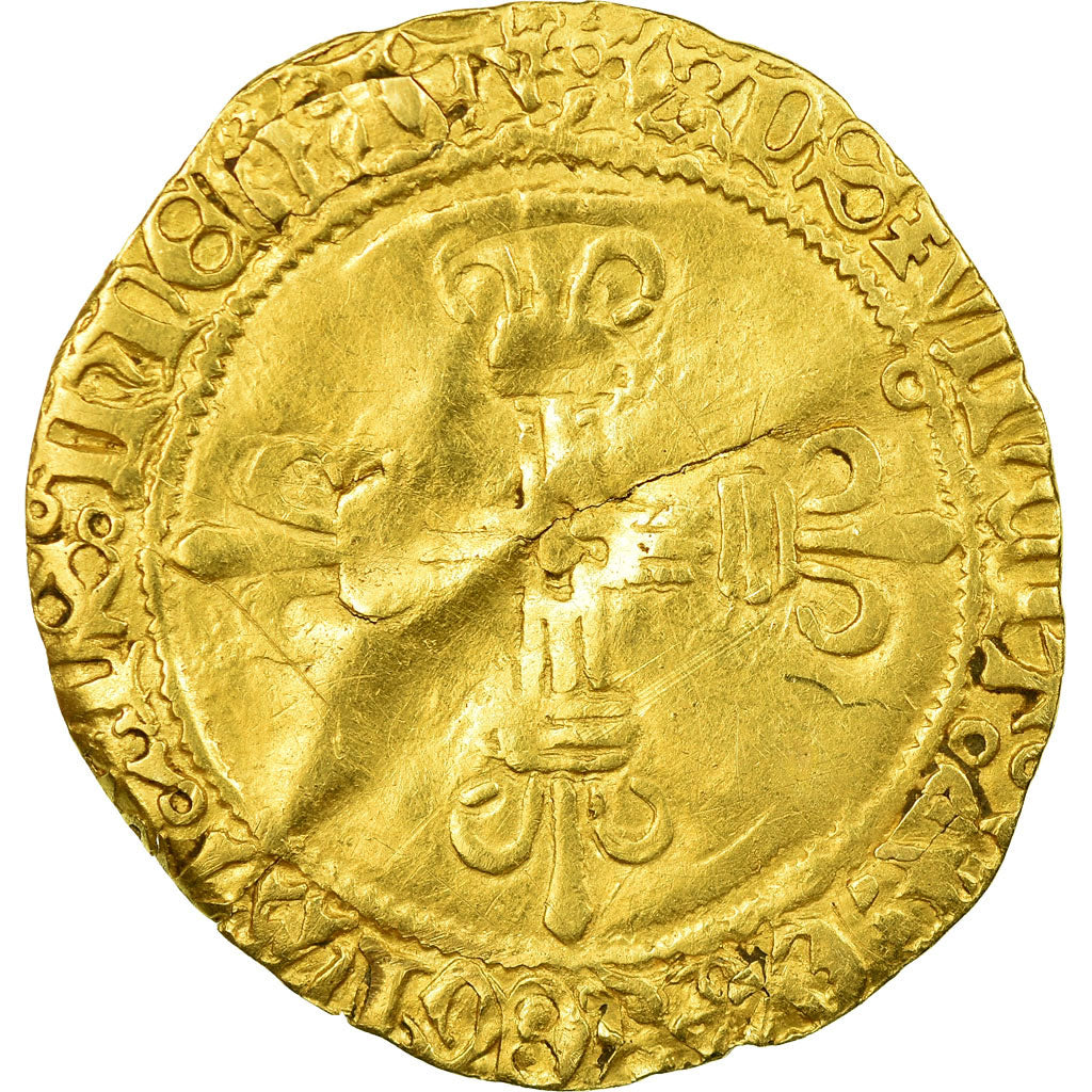 Monnaie, France, Charles VIII, Écu d'or au soleil, Toulouse, Double frappe