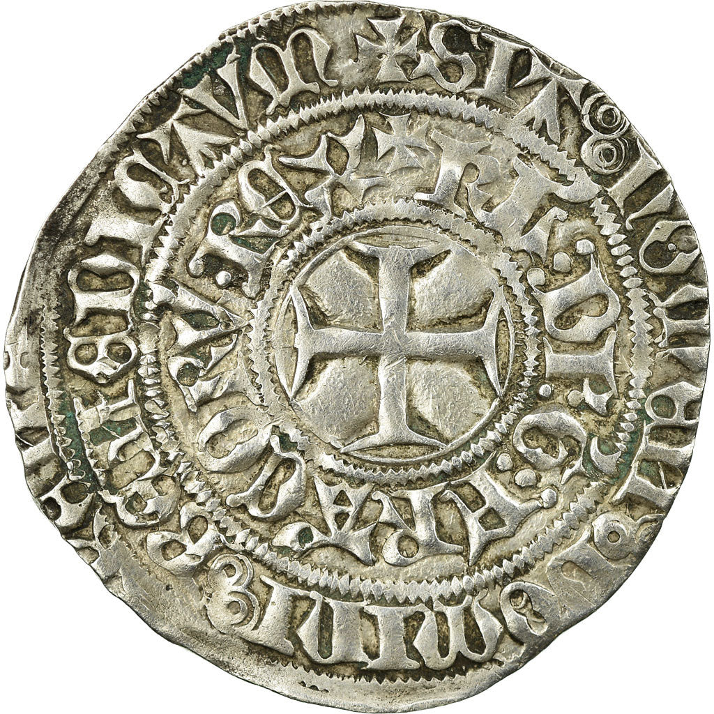 Coin, France, Charles VI, Gros aux lis, Châlons-en-Champagne, EF(40-45)