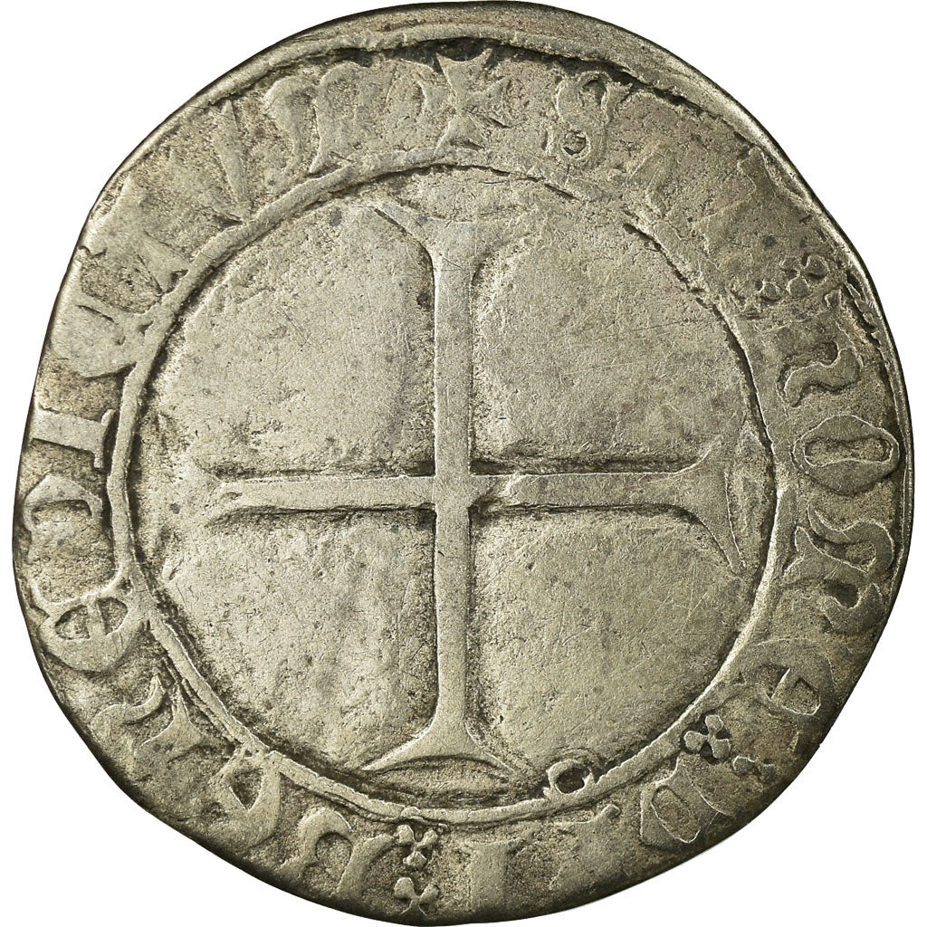Coin, France, Charles VII, Blanc au K, La Rochelle, VF(30-35), Billon