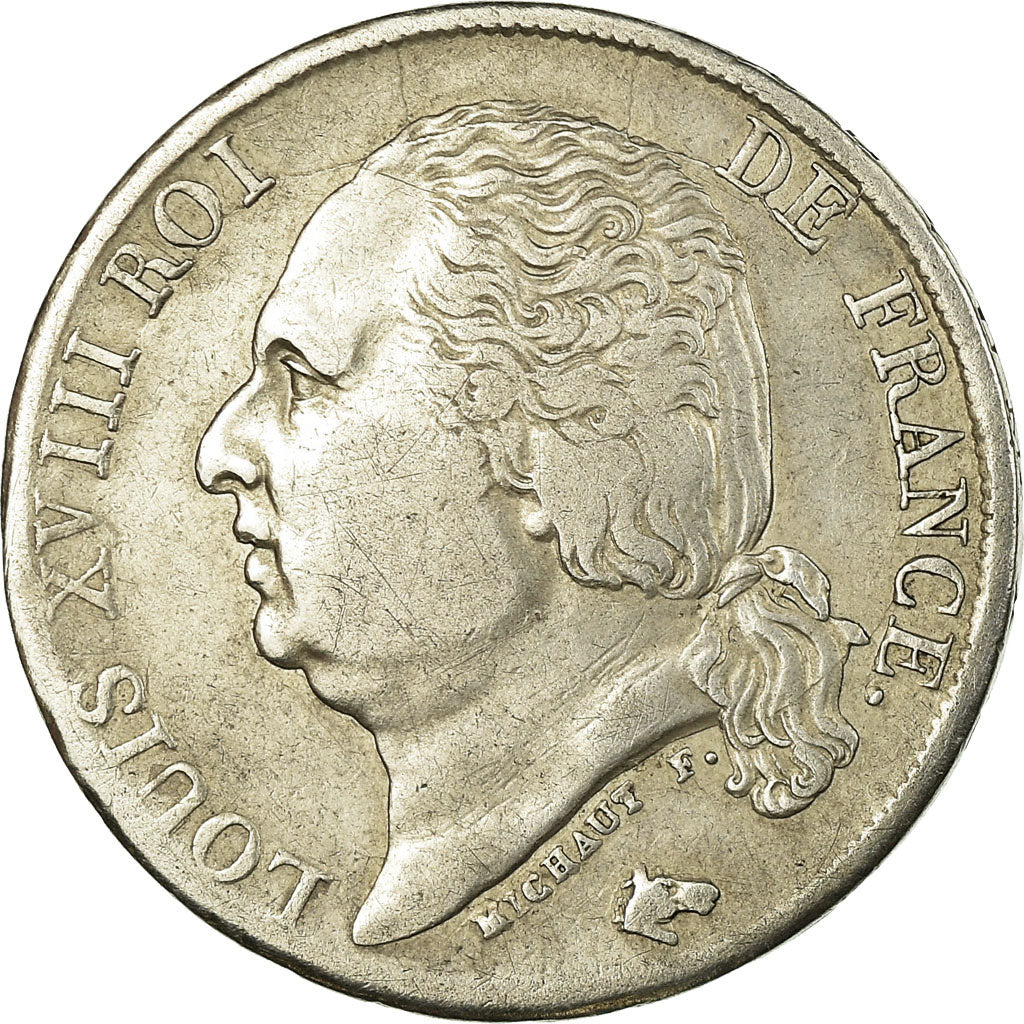 Coin, France, Louis XVIII, Franc, 1823, Lyon, EF(40-45), Silver