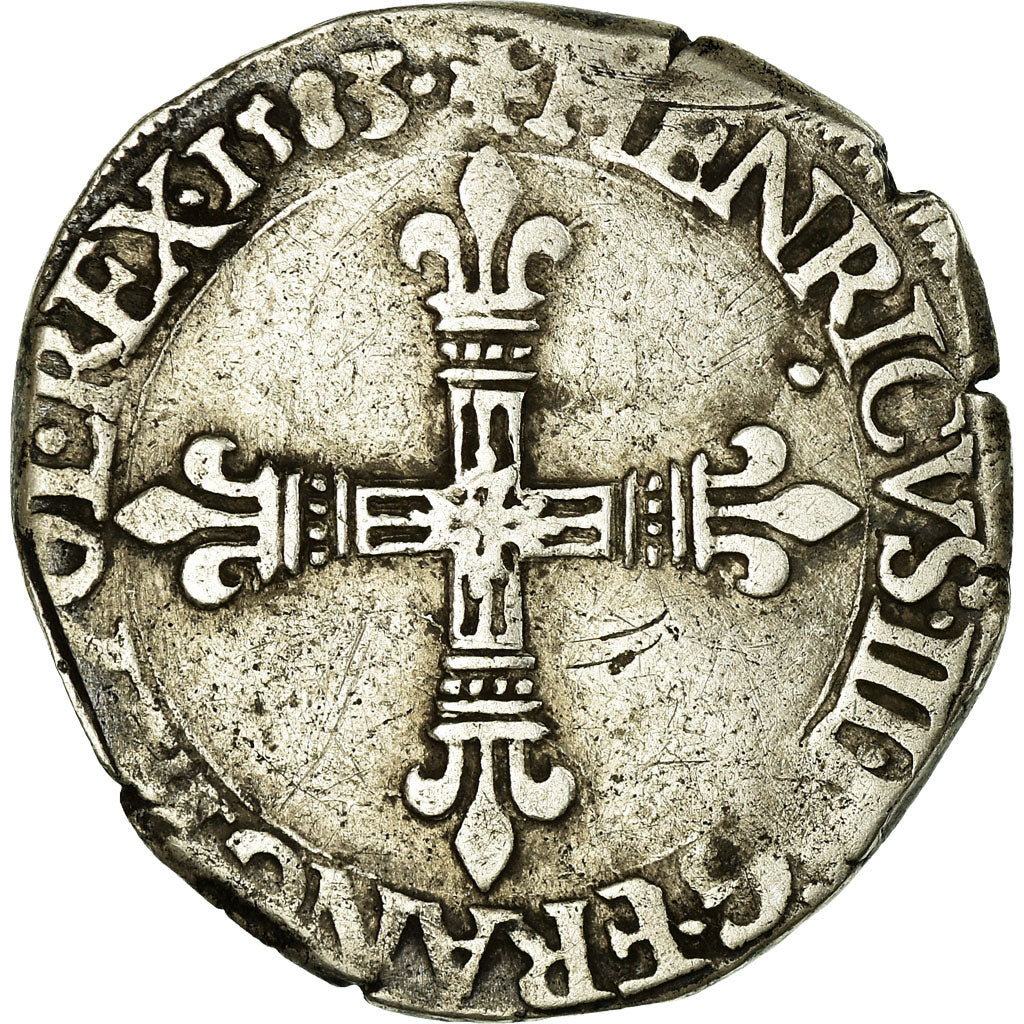 Moneta, Francja, Henri III, 1/4 Ecu, 1583, Nantes, Croix de Face, VF(20-25)
