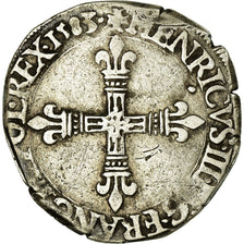 Moneta, Francja, Henri III, 1/4 Ecu, 1583, Nantes, Croix de Face, VF(20-25)