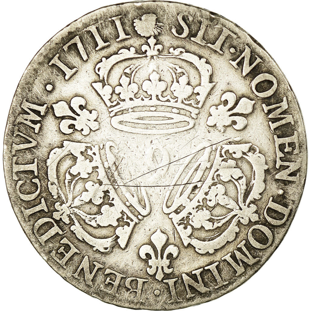 Münze, Frankreich, Louis XIV, 1/4 Écu aux 3 couronnes, 1/4 Ecu, 1711, Rennes