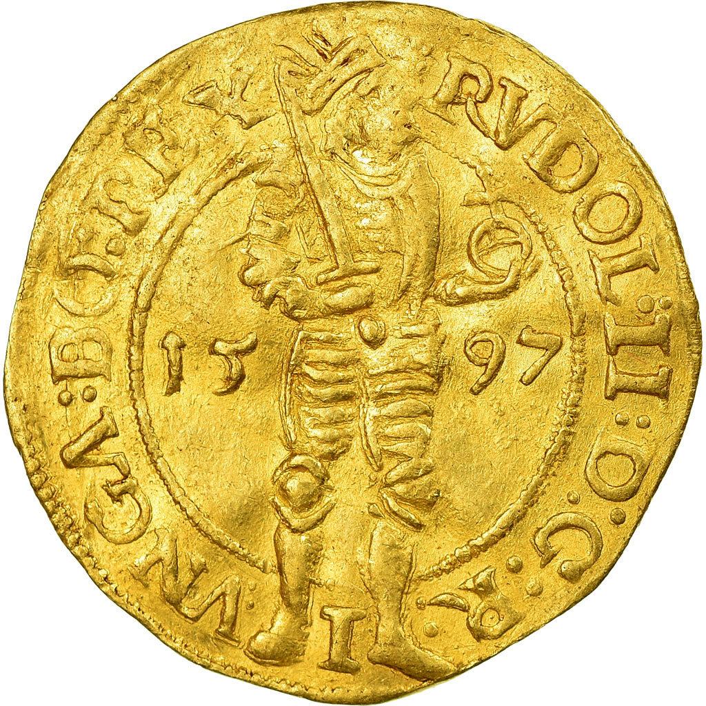 Monnaie, Pays-Bas, Rudolf II, Ducat, 1597, Kampen, TTB+, Or, Delmonte:1114