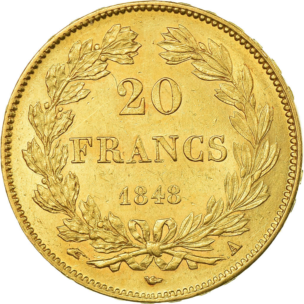 Münze, Frankreich, Louis-Philippe, 20 Francs, 1848, Paris, VZ, Gold, KM:750.1