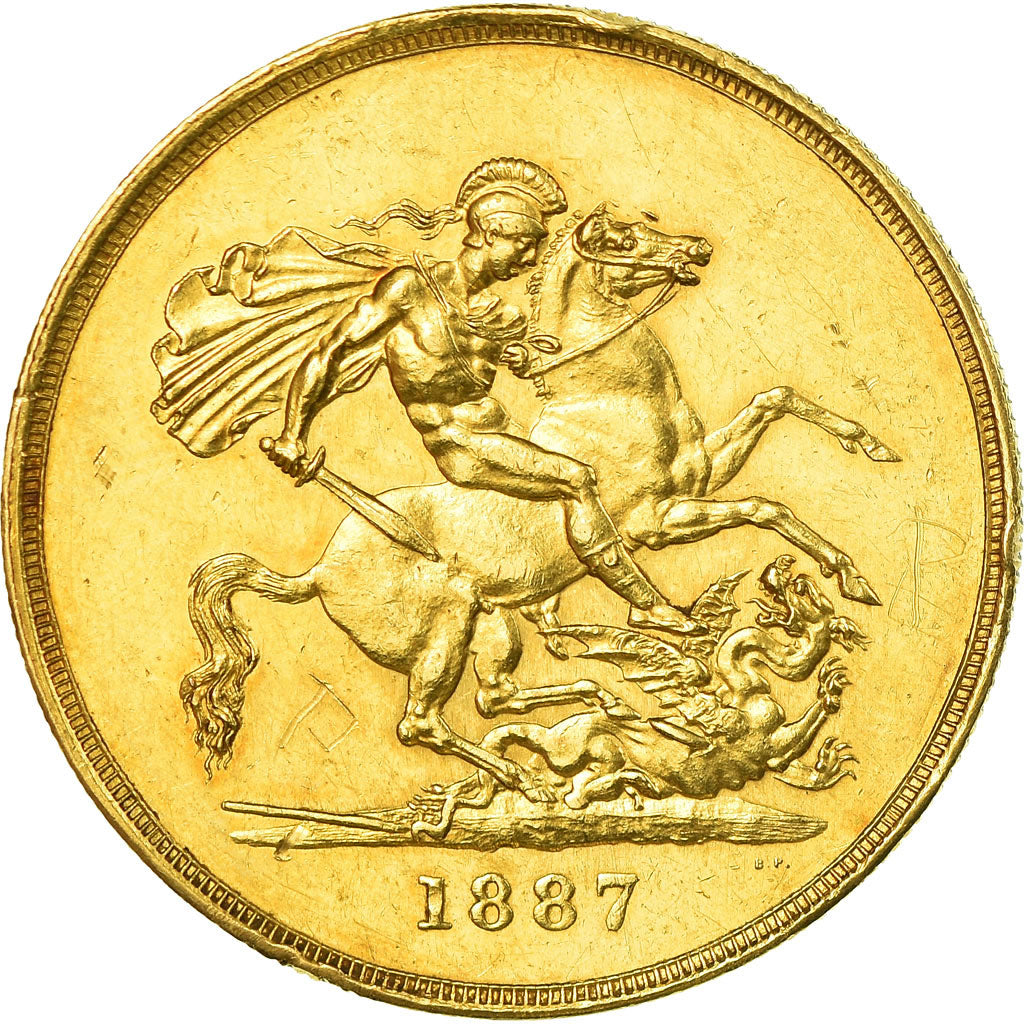 Monnaie, Grande-Bretagne, Victoria, 5 Pounds, 1887, Londres, TTB+, Or, KM:769