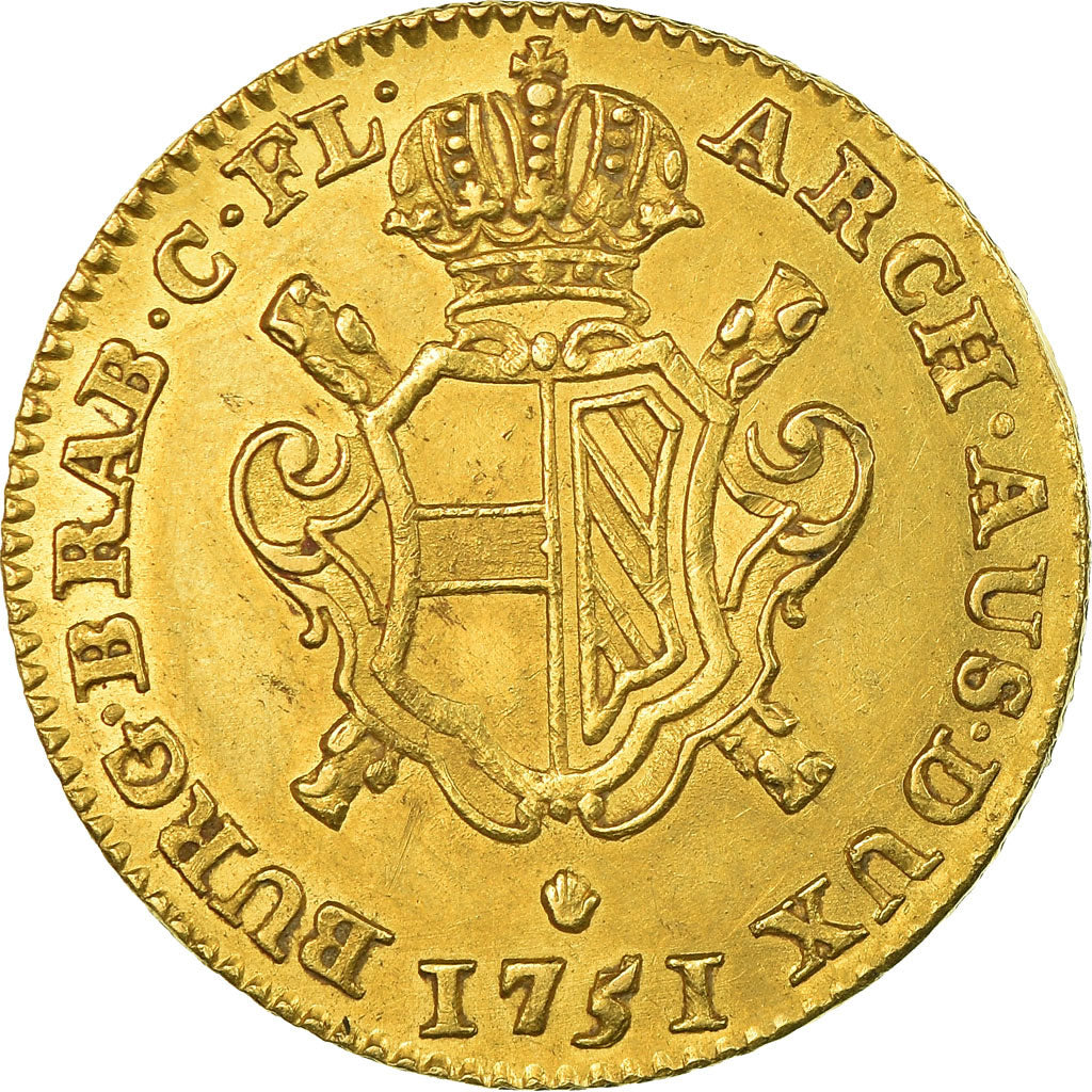 Coin, AUSTRIAN NETHERLANDS, Maria Theresa, Souverain, 1751, Anvers, AU(50-53)