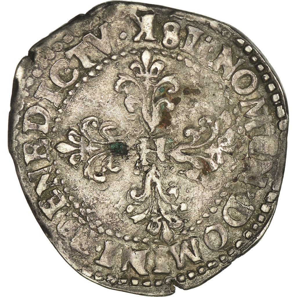 Moneta, Francia, Henri III, Demi franc au col plat, 1/2 Franc, 1589, Bordeaux