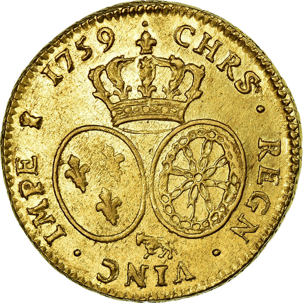Monnaie, France, Louis XV, Double louis d'or de Béarn au bandeau, 1759 Pau