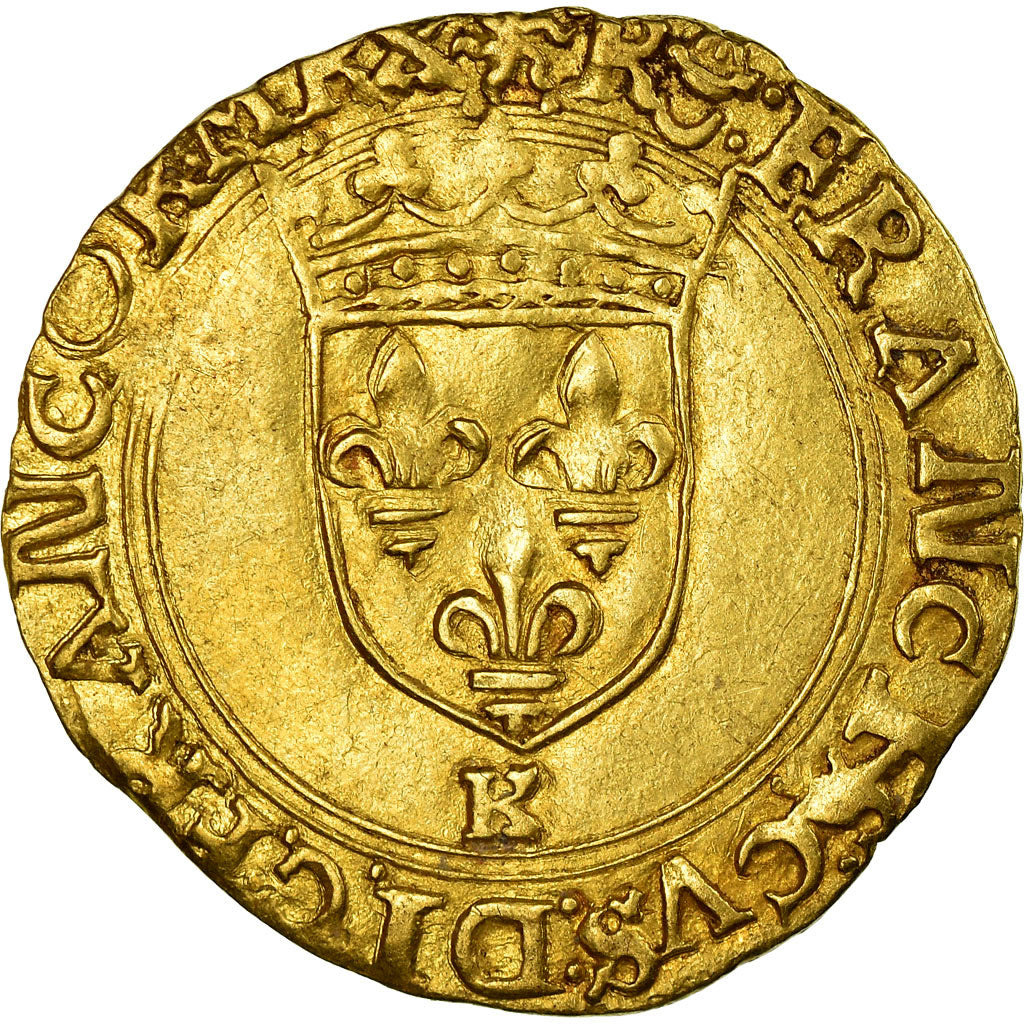 Monnaie, France, François Ier, Ecu d'or à la croisette, Bordeaux, TTB+, Or